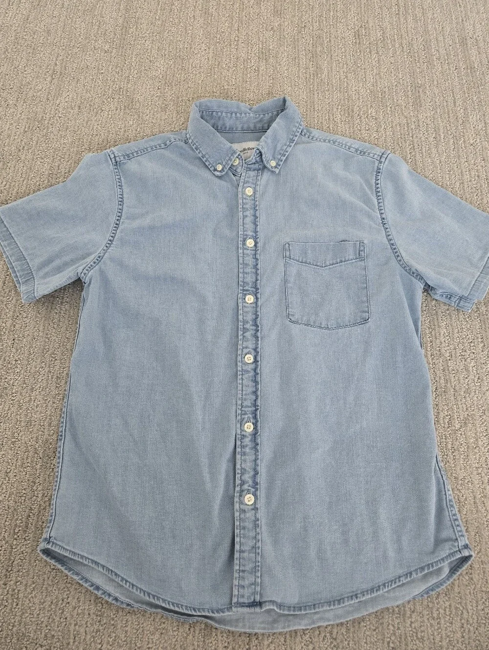 Goodfellow Denim Light Blue Short-Sleeve Denim Button-Up Shirt Mens / Unisex